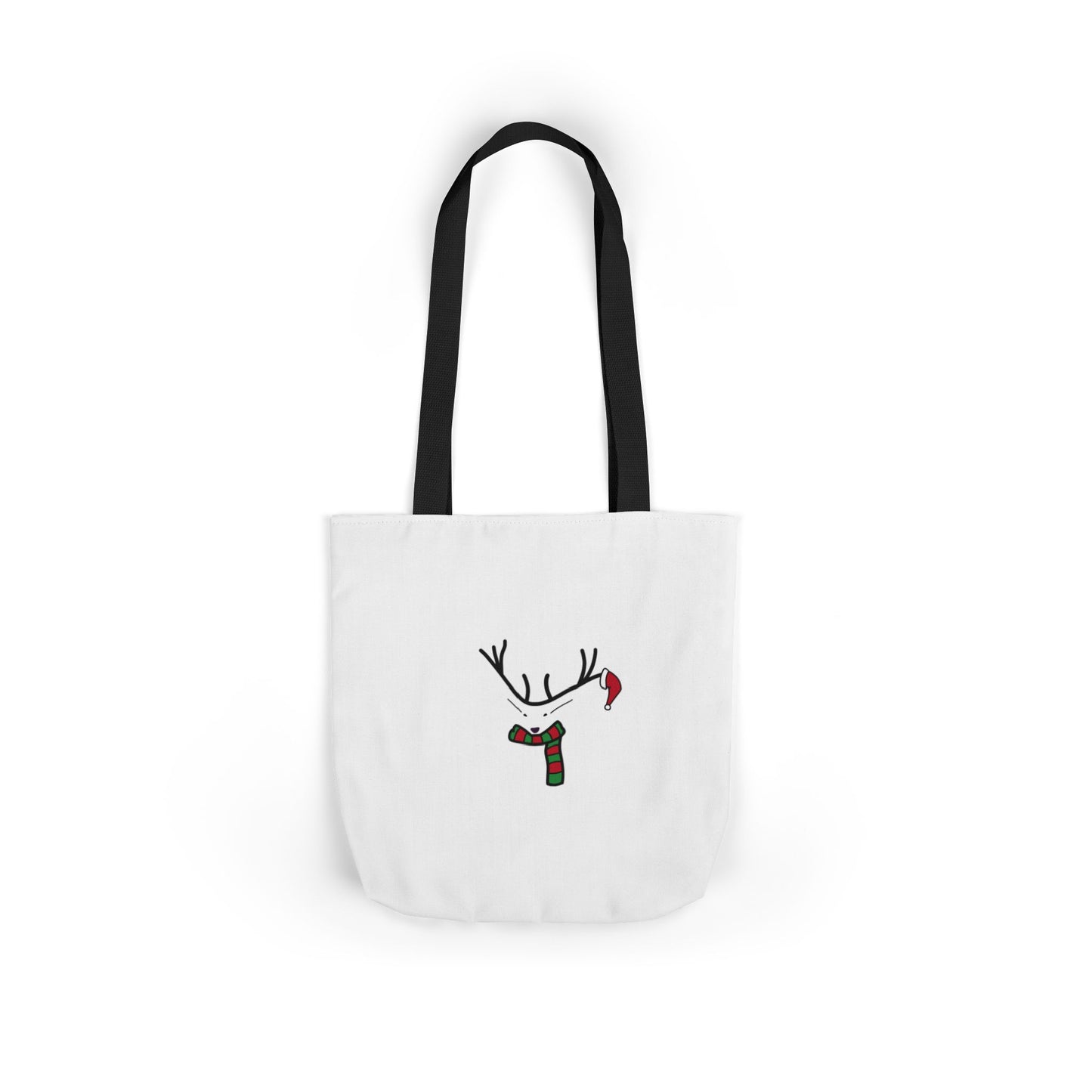 Canvas Tote - Minimal Christmas Reindeer with Scarf & Santa Hat