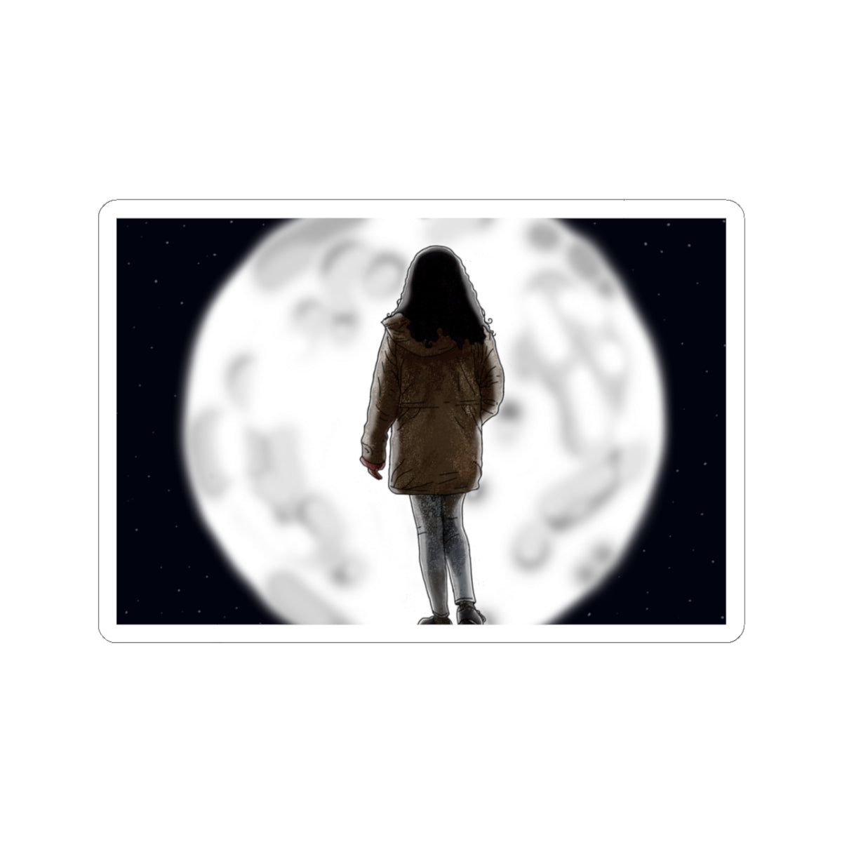 Dreamy Moonlight Kiss-Cut Stickers - Enchanting Night Sky Design (Music Merchandise)