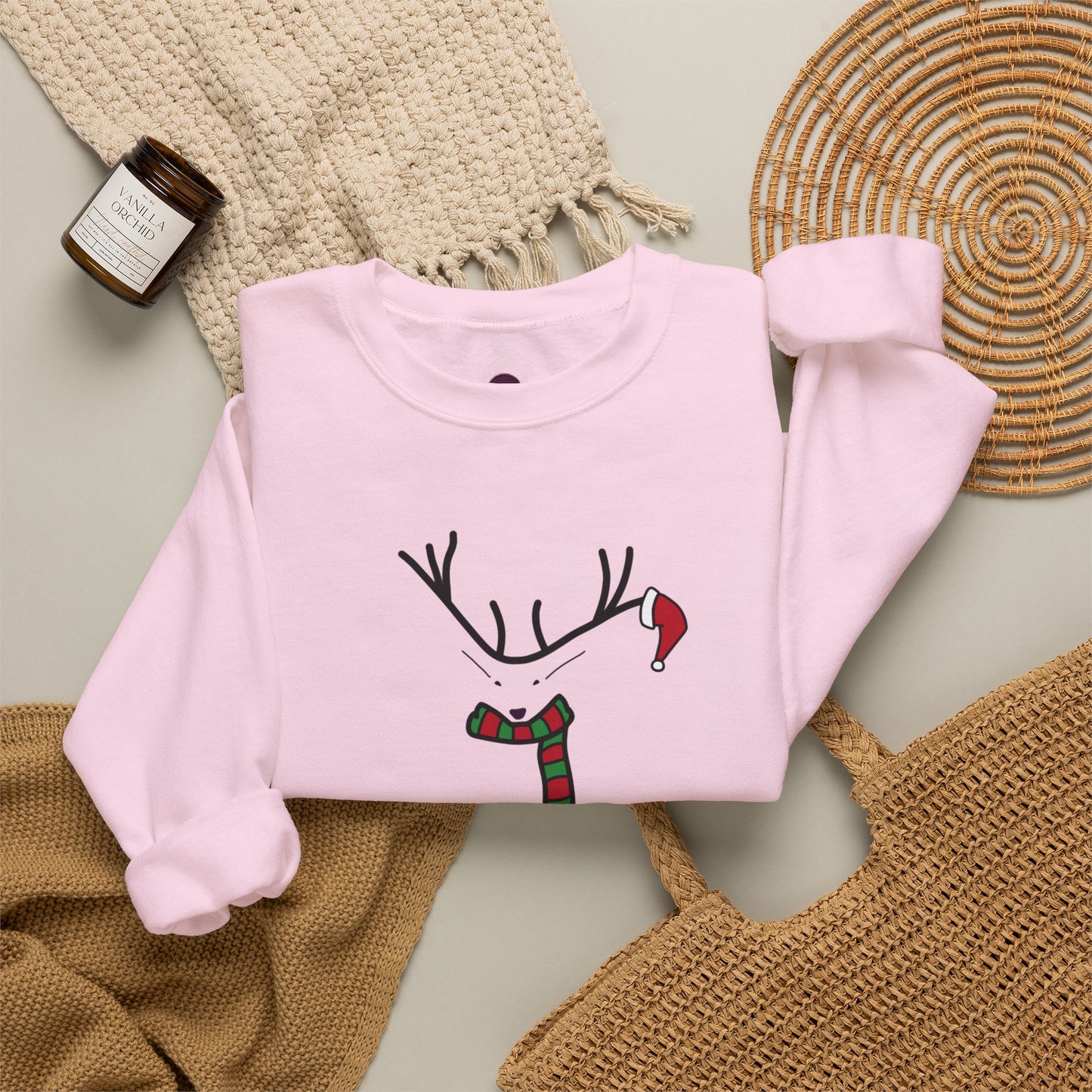 Cute Reindeer Christmas Sweatshirt — Cute Festive Reindeer Holiday Crewneck