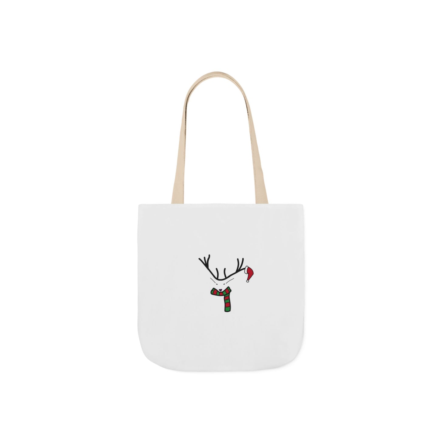 Canvas Tote - Minimal Christmas Reindeer with Scarf & Santa Hat