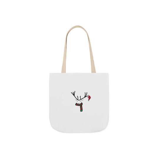Canvas Tote - Minimal Christmas Reindeer with Scarf & Santa Hat