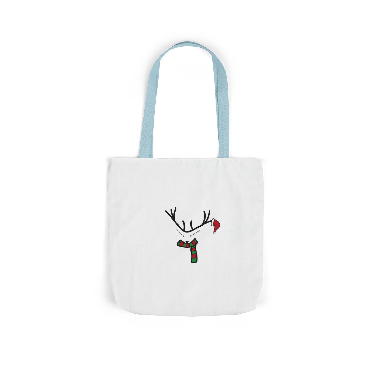 Canvas Tote - Minimal Christmas Reindeer with Scarf & Santa Hat