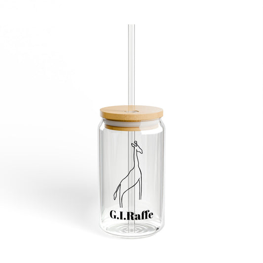 "G.I. Raffe" Eco-Friendly Giraffe Sipper Glass - 16oz Reusable Drinkware with Bamboo Lid & Straw