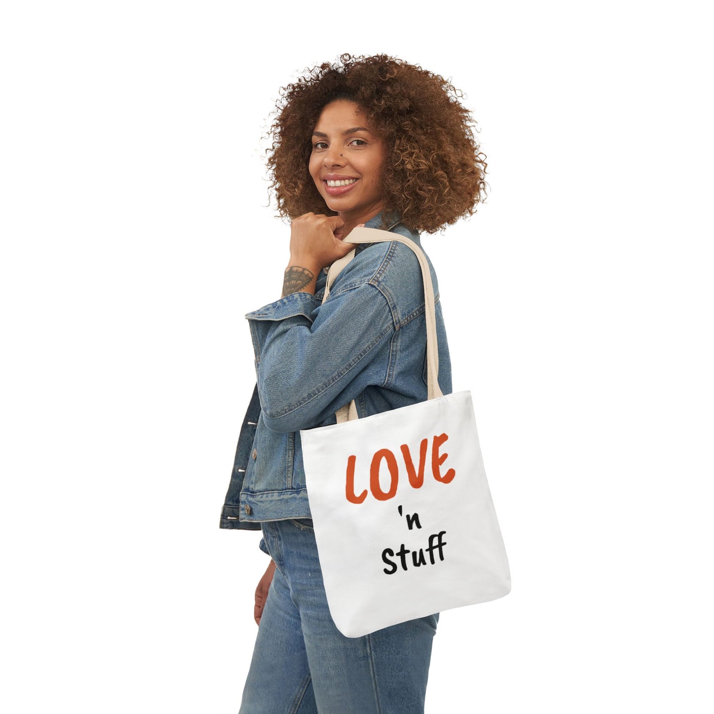 Love 'n Stuff Canvas Tote Bag with 5 Color Straps