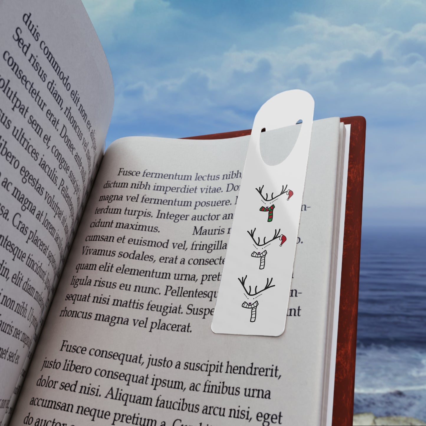 Christmas Reindeer Bookmark – Cute Festive Antler & Scarf Reading Marker
