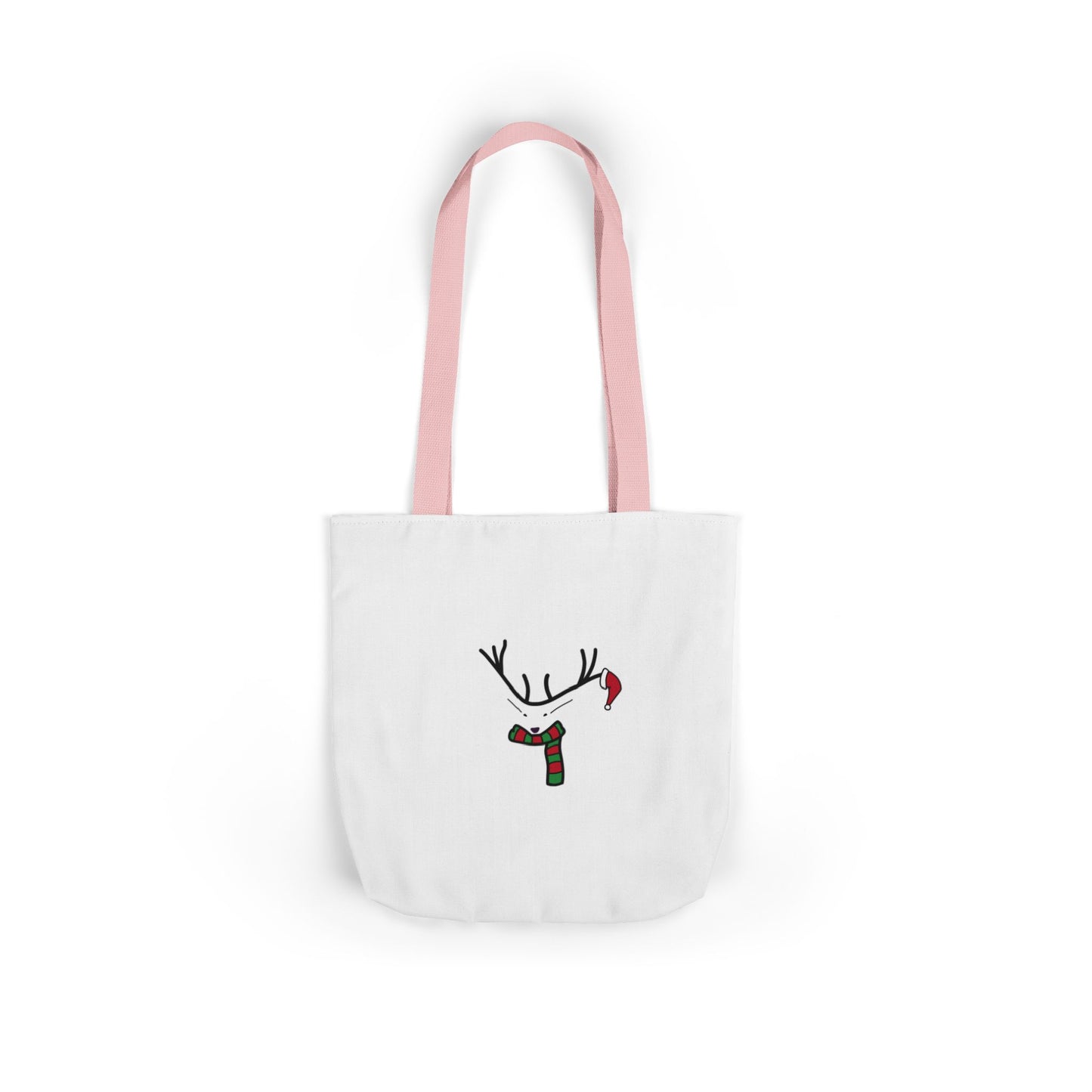 Canvas Tote - Minimal Christmas Reindeer with Scarf & Santa Hat