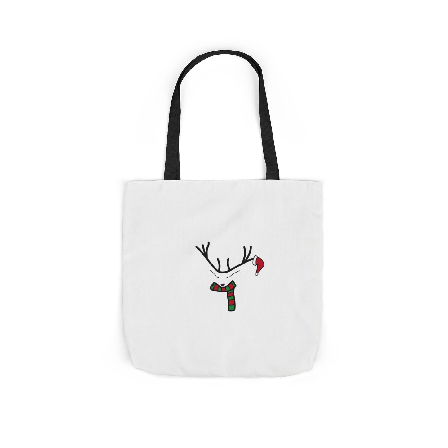 Canvas Tote - Minimal Christmas Reindeer with Scarf & Santa Hat