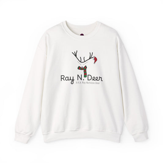 Ray N. Deer Christmas Sweatshirt — Cute Festive Reindeer Holiday Crewneck