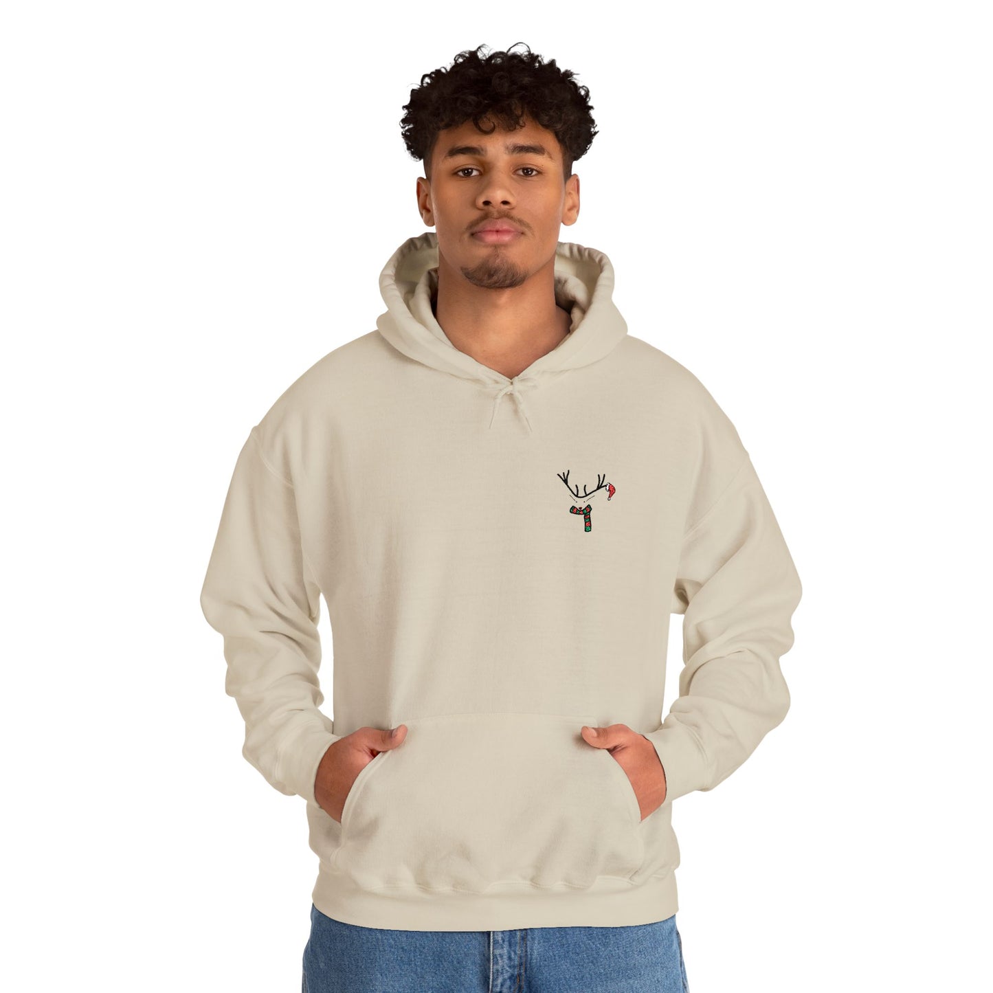 Christmas Reindeer Chest Embroidery Hoodie