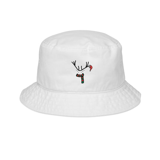 Reindeer Embroidered Christmas Bucket Hat — Cute Holiday Christmas Hat