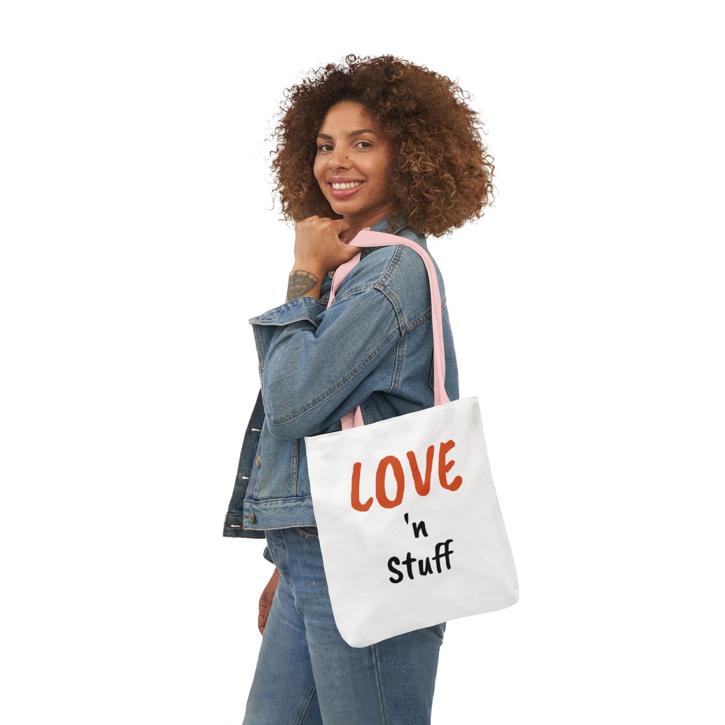 Love 'n Stuff Canvas Tote Bag with 5 Color Straps