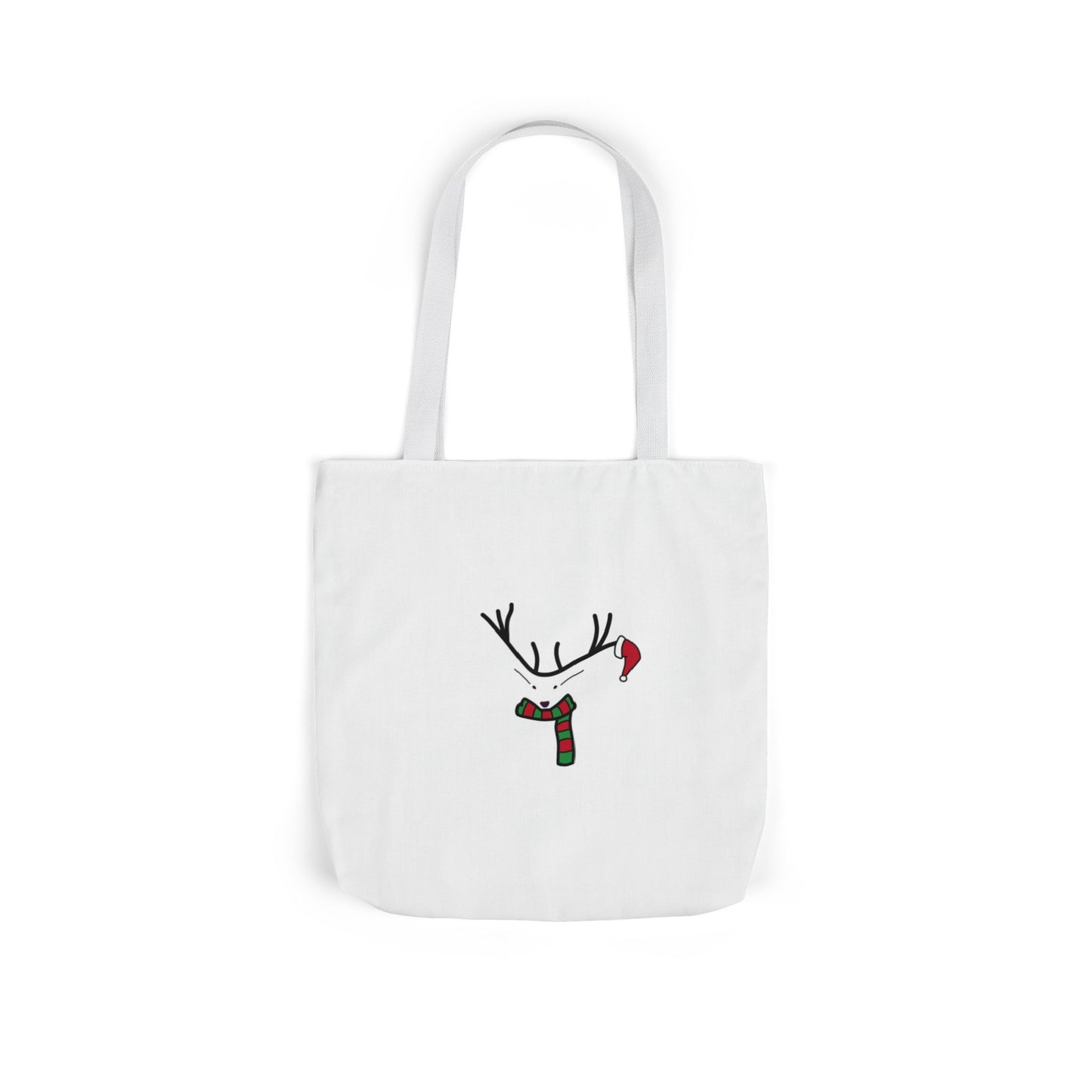 Canvas Tote - Minimal Christmas Reindeer with Scarf & Santa Hat