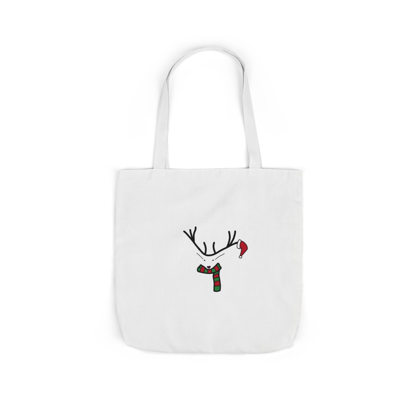 Canvas Tote - Minimal Christmas Reindeer with Scarf & Santa Hat