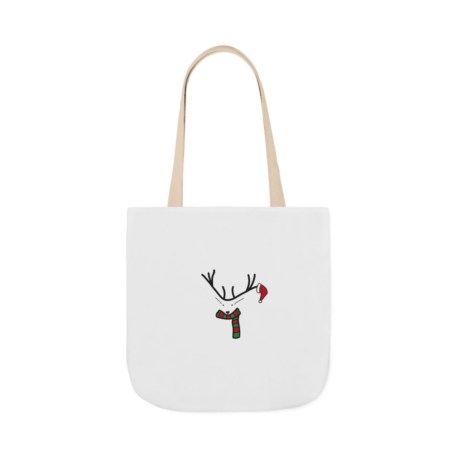 Canvas Tote - Minimal Christmas Reindeer with Scarf & Santa Hat