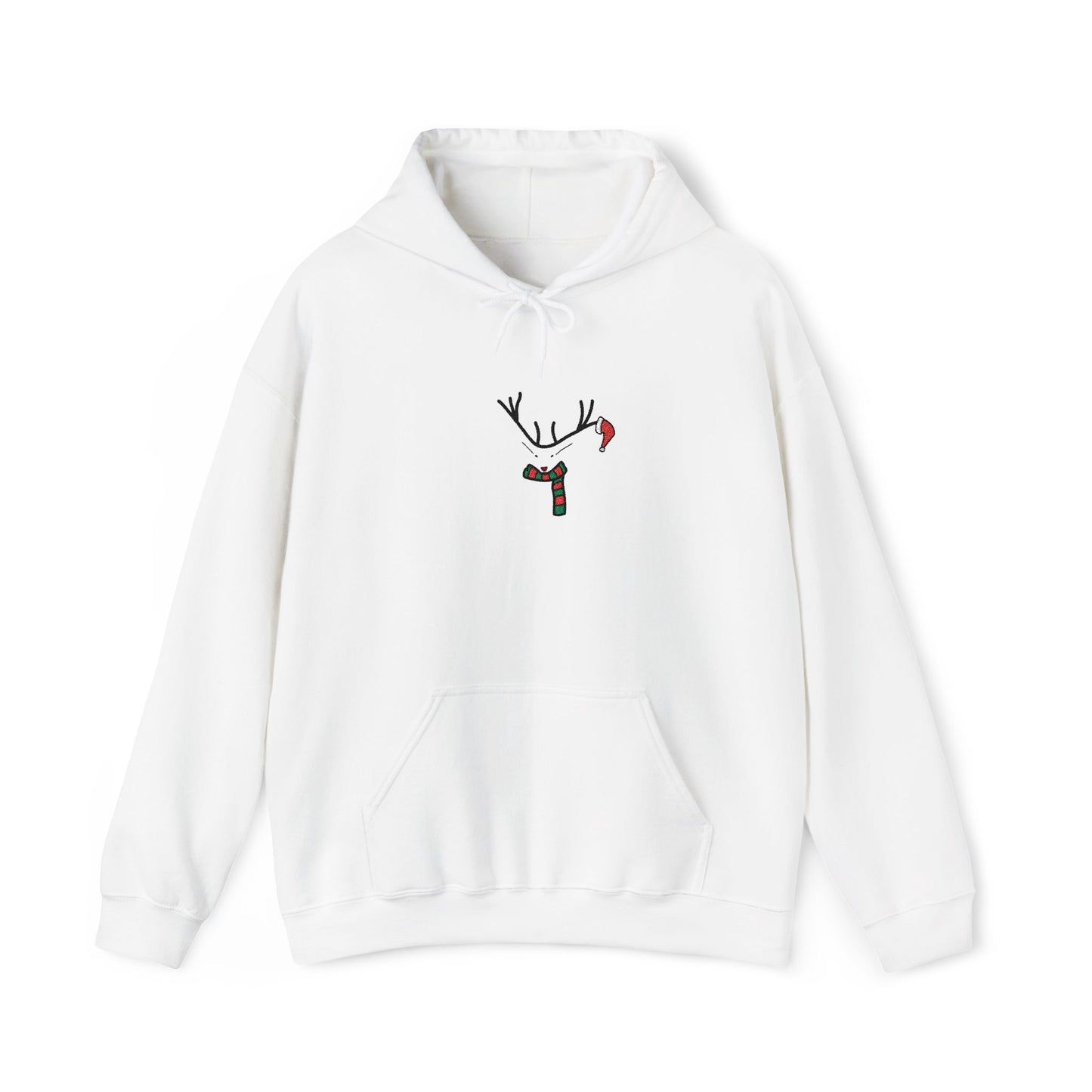 Embroidered Christmas Hoodie — Minimal Reindeer Christmas design