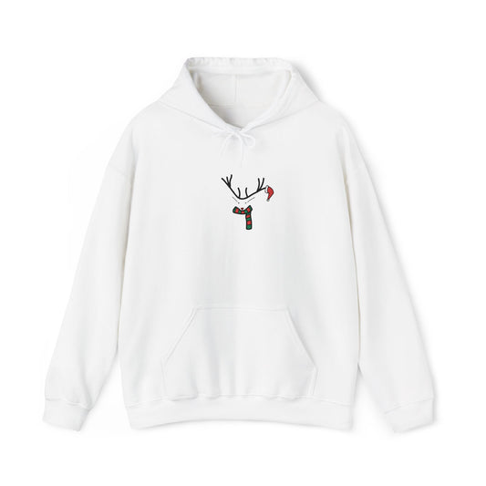 Embroidered Christmas Hoodie — Minimal Reindeer Christmas design