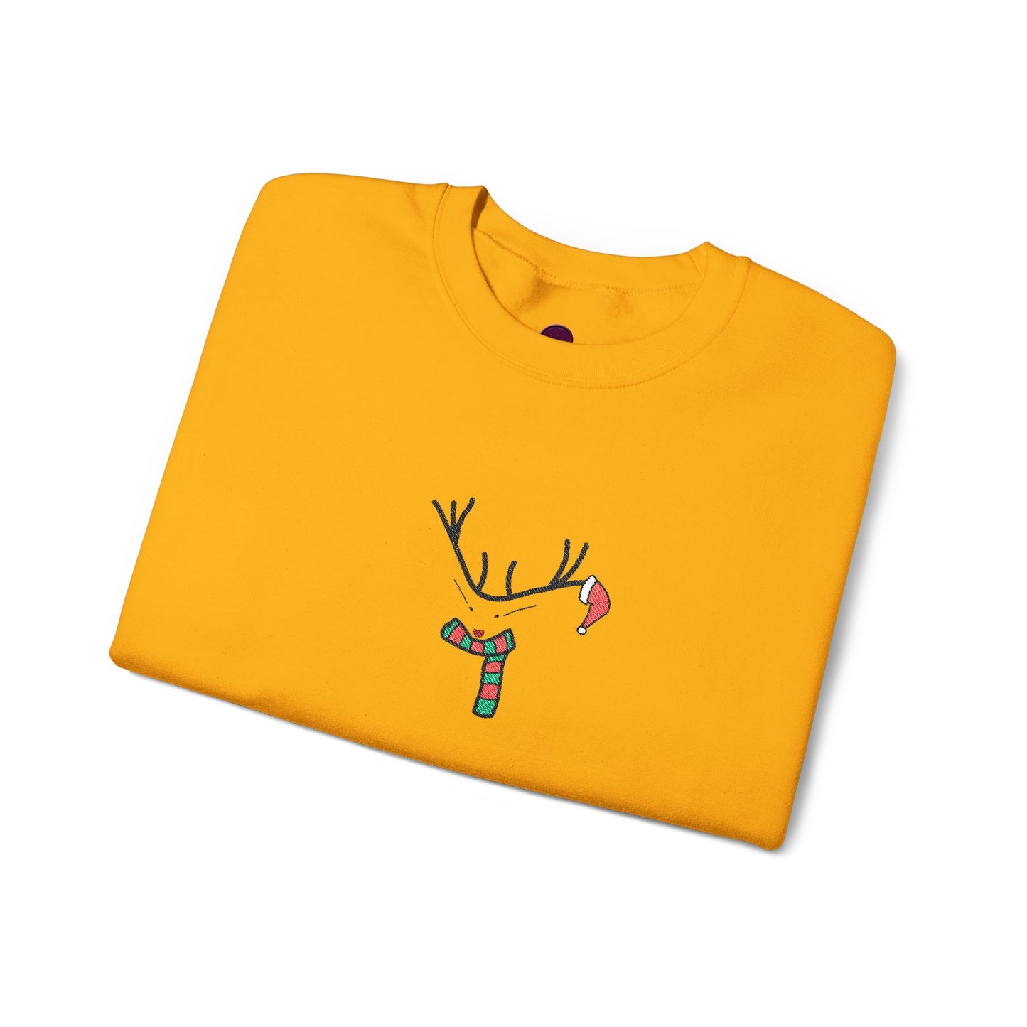 Embroidered Christmas Reindeer Minimalist Crewneck Sweatshirt
