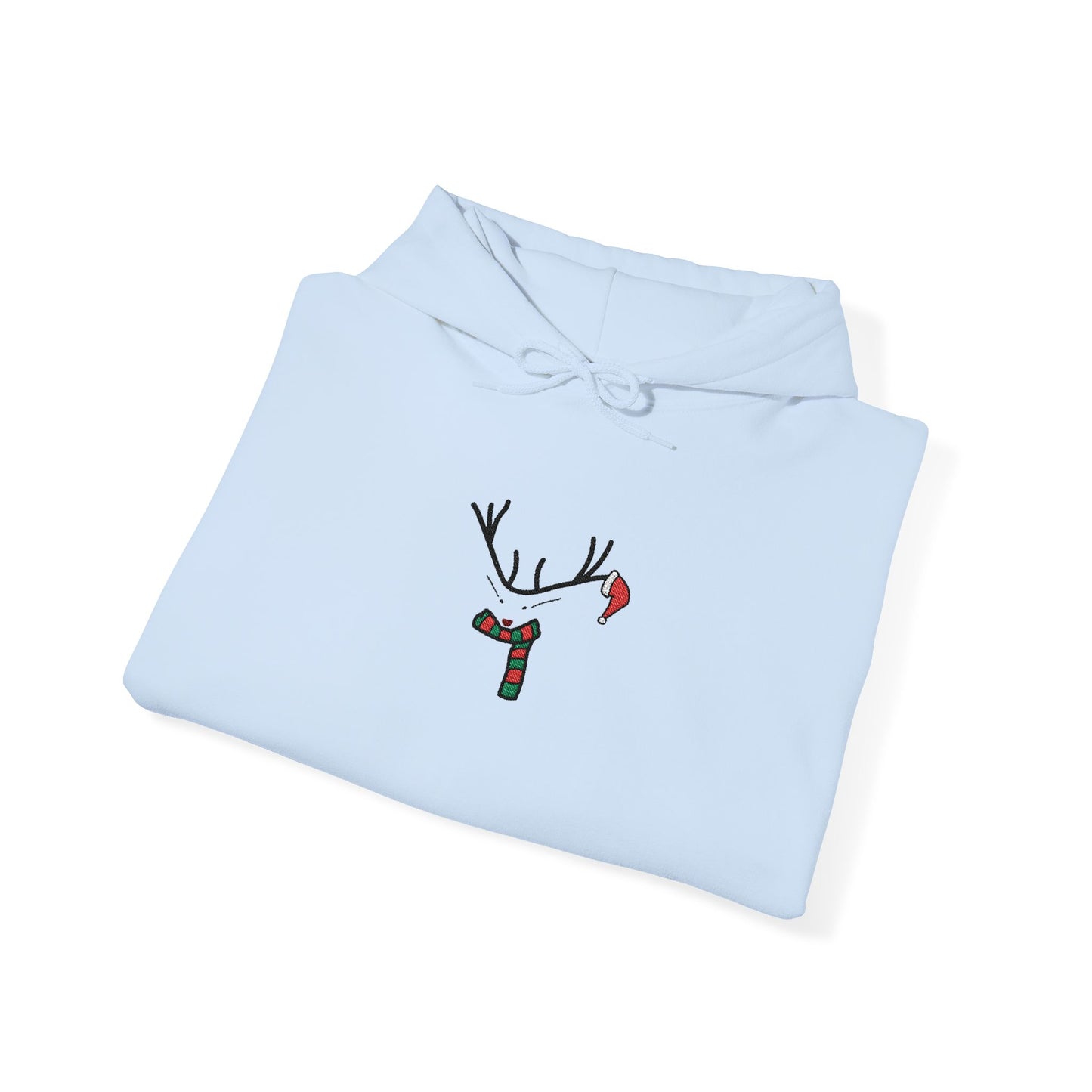 Embroidered Christmas Hoodie — Minimal Reindeer Christmas design
